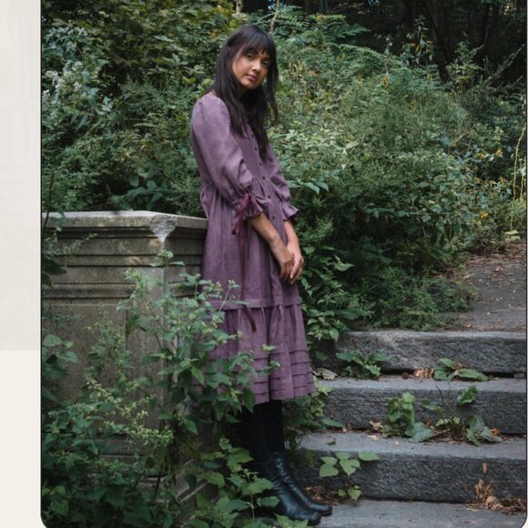 NWOT Lennox Linen Dress in Antique Plum (L) - Picture 6 of 14